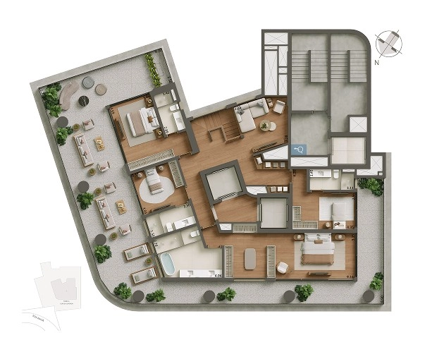 Planta Duplex 4 Suites - 641 m² (inferior) 0